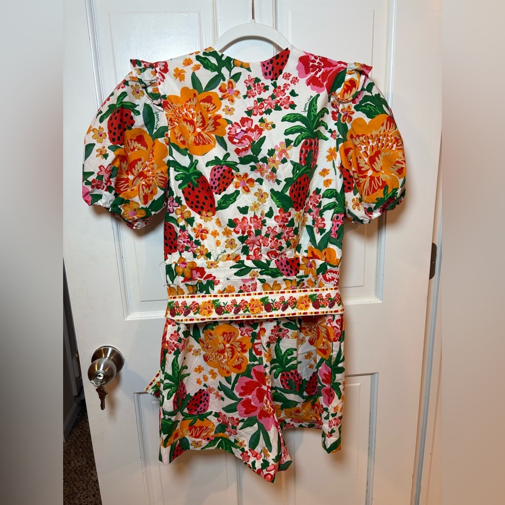FARM Rio White Floral Belted Romper with Pink, Green & Yellow - Picture 4 of 7